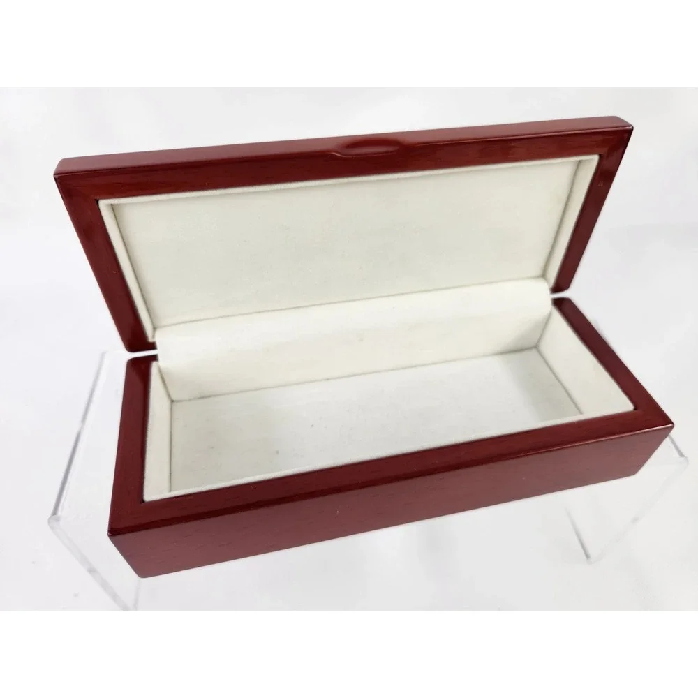 Cherry Wood Box Velvet Lined Case Watch Glasses Vintage
